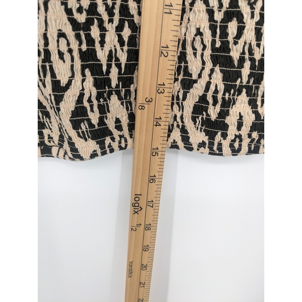 Zara Womens‎ Smocked Ikat Print Crop Top Black Beige Cotton Stretch Large NWT - Picture 8 of 9